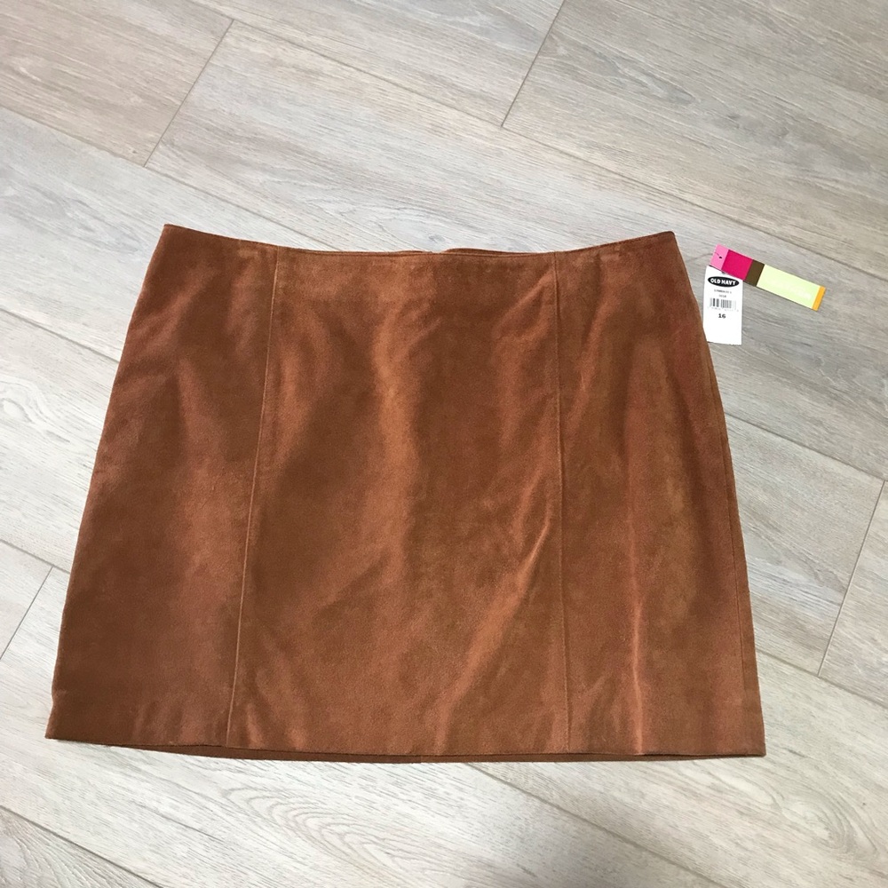 Brown Suede/Genuine Leather Mini Skirt Old Navy